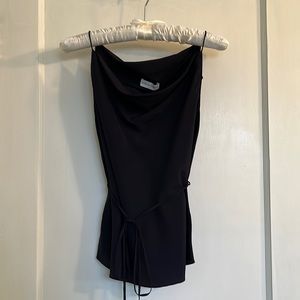 Scanlan Theodore navy stretch drape silk camisole